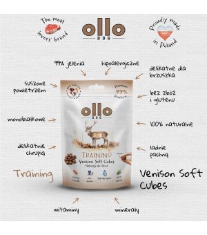 Ollo Air-Dried Venision Soft Cubes - trenerki z Dziczyzny 80g