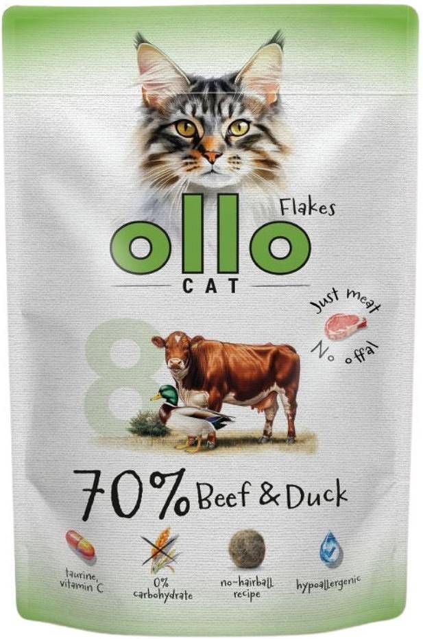 Ollo karma mokra uzupełniająca dla kotów dorosłych nr. 8 Wołowina i Kaczka - saszetka 85g