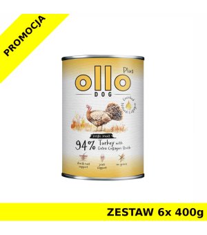 Ollo Plus Kolagen karma mokra dla psów dorosłych Indyk ZESTAW 6x 400g