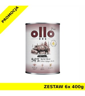Ollo Plus Kolagen karma mokra dla psów dorosłych Jeleń ZESTAW 6x 400g