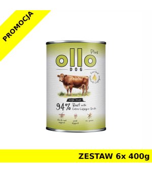 Ollo Plus Kolagen karma mokra dla psów dorosłych Wołowina ZESTAW 6x 400g