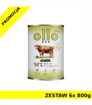 Ollo Plus Kolagen karma mokra dla psów dorosłych Wołowina ZESTAW 6x 800g