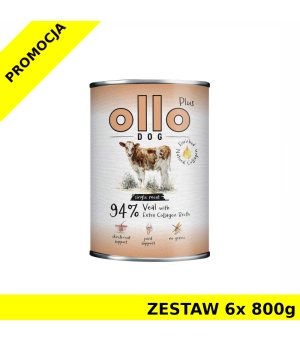 Ollo Plus Kolagen karma mokra dla psów dorosłych Cielęcina ZESTAW 6x 800g