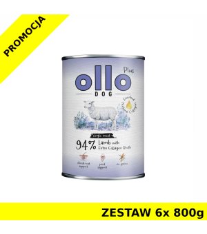 Ollo Plus Kolagen karma mokra dla psów dorosłych Jagnięcina ZESTAW 6x 800g