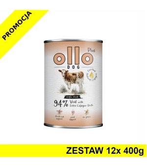 Ollo Plus Kolagen karma mokra dla psów dorosłych Cielęcina ZESTAW 12x 400g