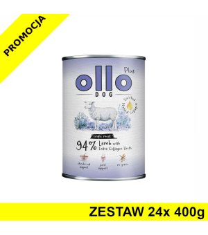 Ollo Plus Kolagen karma mokra dla psów dorosłych Jagnięcina ZESTAW 24x 400g