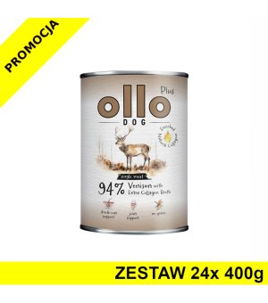 Ollo Plus Kolagen karma mokra dla psów dorosłych Jeleń ZESTAW 24x 400g