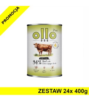 Ollo Plus Kolagen karma mokra dla psów dorosłych Wołowina ZESTAW 24x 400g