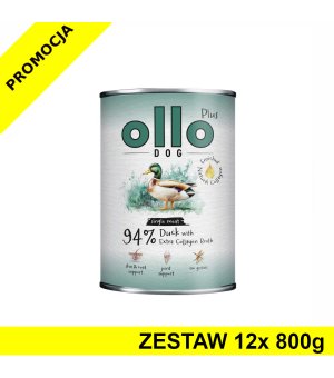 Ollo Plus Kolagen karma mokra dla psów dorosłych Kaczka ZESTAW 12x 800g