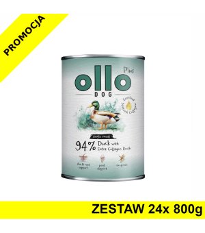  Ollo Plus Kolagen karma mokra dla psów dorosłych Kaczka ZESTAW 24x 800g