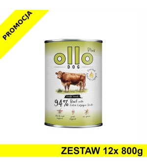 Ollo Plus Kolagen karma mokra dla psów dorosłych Wołowina ZESTAW 12x 800g