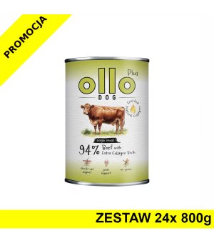 Ollo Plus Kolagen karma mokra dla psów dorosłych Wołowina ZESTAW 24x 800g