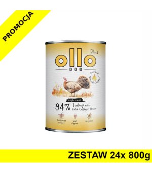 Ollo Plus Kolagen karma mokra dla psów dorosłych Indyk ZESTAW 24x 800g