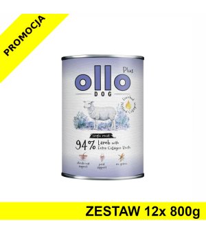 Ollo Plus Kolagen karma mokra dla psów dorosłych Jagnięcina ZESTAW 12x 800g