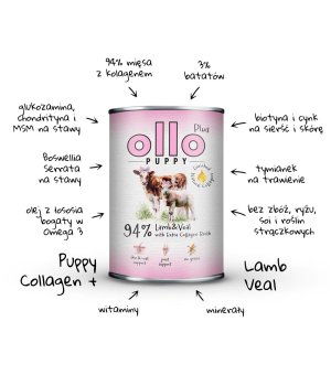 Ollo Plus Kolagen karma mokra dla szczeniąt Jagnięcina z Cielęciną 400g