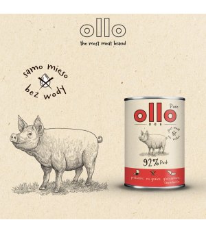 Ollo Pure karma mokra dla psów dorosłych Wieprzowina ZESTAW 6x 850g