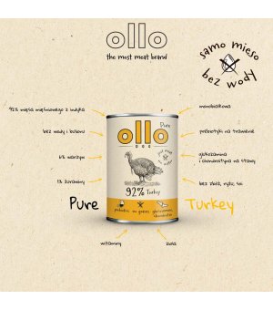 Ollo Pure karma mokra dla psów dorosłych Indyk Adult 400g