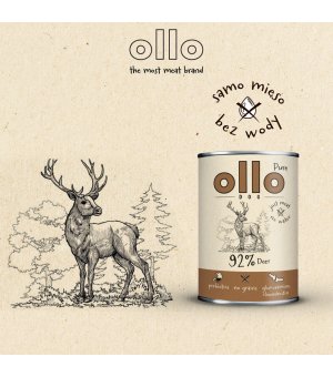 Ollo Pure karma mokra dla psów dorosłych Jeleń Adult 400g