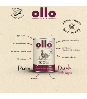 Ollo Pure karma mokra dla psów dorosłych Kaczka z Jabłkiem Adult 400g