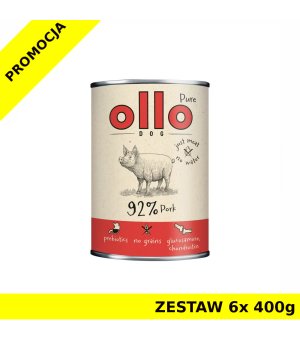 Ollo Pure karma mokra dla psów dorosłych Wieprzowina Adult ZESTAW 6x 400g