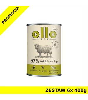 Ollo Pure karma mokra dla psów dorosłych Wołowina i Zielone Żwacze ZESTAW 6x 400g
