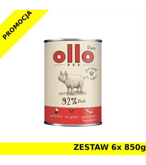 Ollo Pure karma mokra dla psów dorosłych Wieprzowina ZESTAW 6x 850g