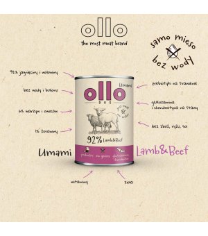 Ollo Umami Adult karma mokra dla psów dorosłych Jagniecina i Wołowina 400g