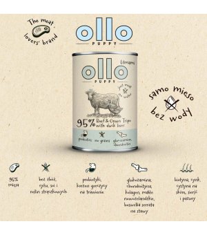 Ollo Umami Puppy karma mokra dla szczeniąt Wołowina i Żwacze 400g