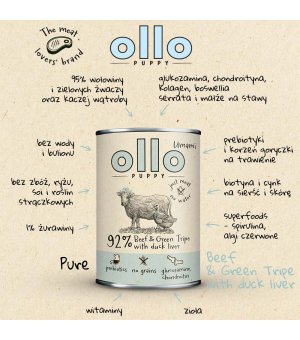 Ollo Umami Puppy karma mokra dla szczeniąt Wołowina i Żwacze 400g