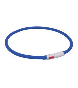 Opaska świecąca USB, silikon, XS–XL: 70 cm/10 mm, niebieska