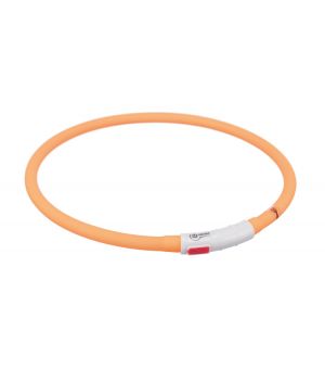 Opaska świecąca USB, silikon, XS–XL: 70 cm/10 mm, pomarańczowa