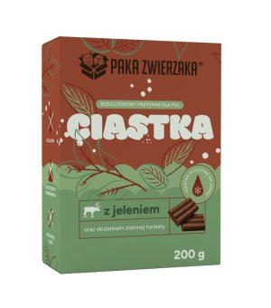 Paka Zwierzaka Ciastka Tłoczone na Zimno - Jeleń z Zieloną Herbatą 200g
