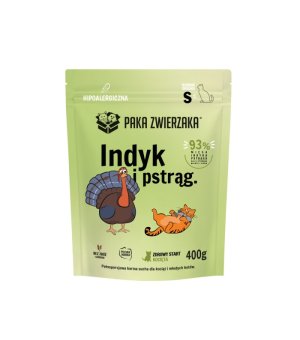 Paka Zwierzaka Kot Sucha Karma dla Kociąt - Indyk Pstrąg S 400g