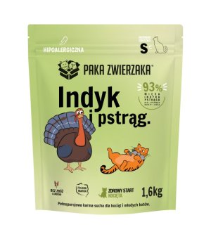 Paka Zwierzaka Kot Sucha Karma dla Kociąt - Indyk Pstrąg S 1,6kg