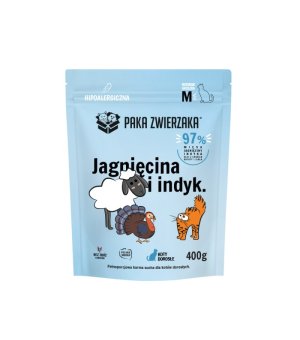 Paka Zwierzaka Kot Sucha Karma dla Dorosłych Kotów - Jagnięcina Indyk M 400g