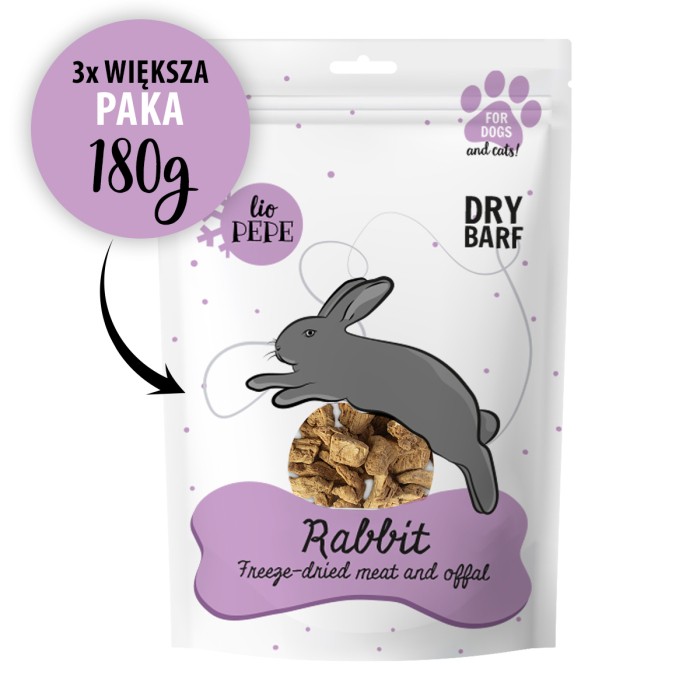 Paka Zwierzaka PEPE Lio XL Rabbit - liofilizowana wątróbka Królika 180g