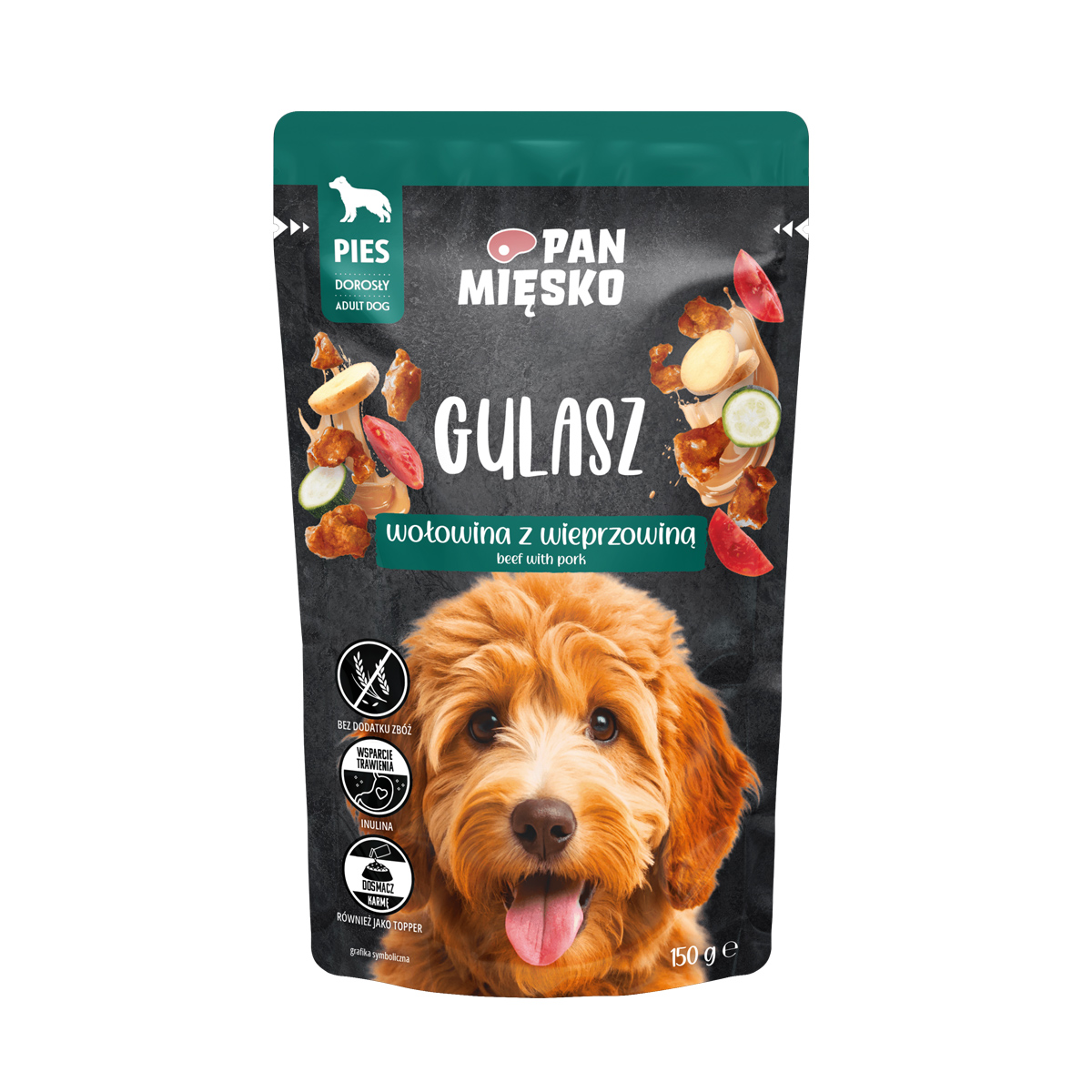 PAN MIĘSKO karma mokra dla psa Gulasz Wołowina z Wieprzowiną 150g