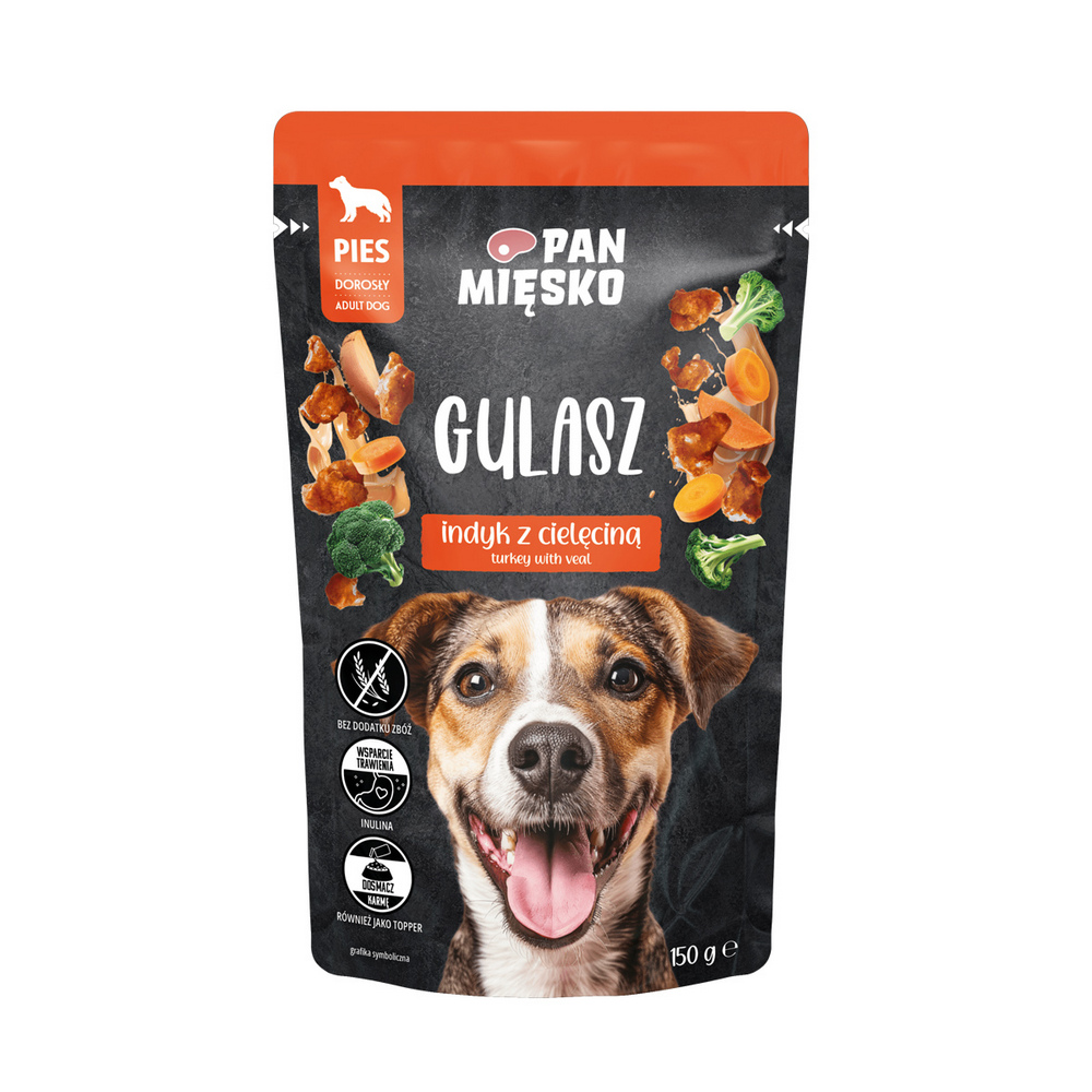 PAN MIĘSKO karma mokra dla psa Gulasz Indyk z Cielęciną 150g