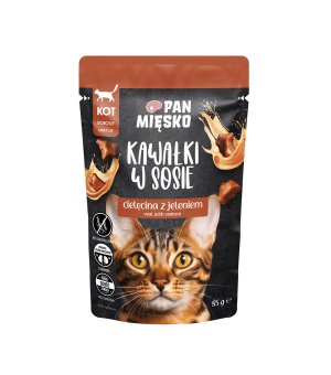 PAN MIĘSKO karma mokra Kawałki w sosie dla kota Cielęcina z Jeleniem 85g