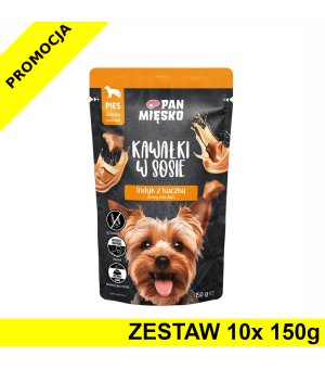 PAN MIĘSKO karma mokra Kawałki w sosie dla psa Indyk z Kaczką 10x 150g ZESTAW