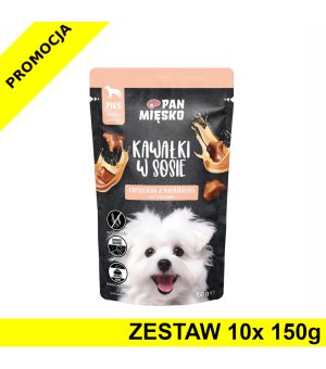 PAN MIĘSKO karma mokra Kawałki w sosie dla psa Cielęcina z Królikiem 10x 150g ZESTAW