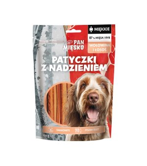 Pan Mięsko Przysmak dla psa Patyczki z nadzieniem Wołowina i Łosoś 100g