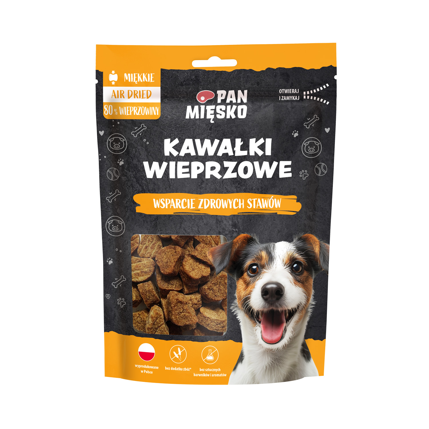 Pan Mięsko Przysmaki dla psa wspierające zdrowe stawy Kawałki Wieprzowe 80g
