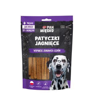 Pan Mięsko Przysmaki dla psa wspierające zdrowe zęby Patyczki Jagnięce 80g 