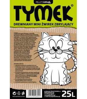 PELLETSFARM TYMEK 25L - mini żwirek drewniany zbrylający (uszkodzone opakowanie)