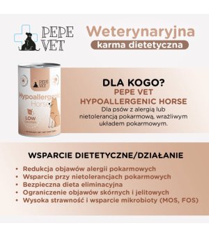 PEPE VET Karma mokra dla psa Hypoallergenic Horse - Konina 400g