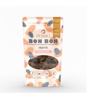 Przysmaki  - na piękną sierść - indyk - Perro BON BON - 80g