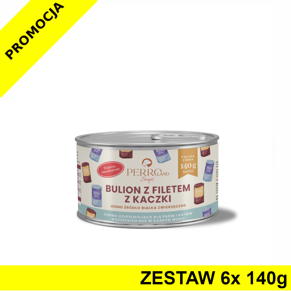 PERROland Soups Bulion z Filetem z Kaczki dla psa i kota ZESTAW 6x 140g