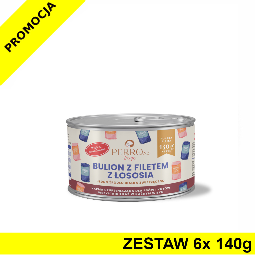 PERROland Soups Bulion z Filetem z Łososia dla psa i kota ZESTAW 6x 140g