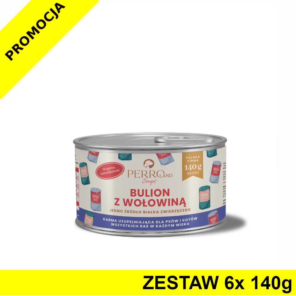 PERROland Soups Bulion z Wołowiną dla psa i kota ZESTAW 6x 140g